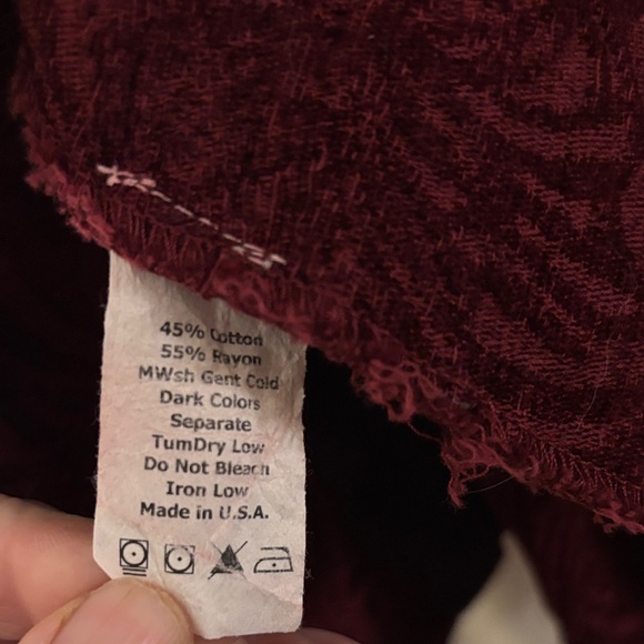 Dark Red Cotton‎ Jacquard Rayon Whimsigoth Tailcoat Witchy Coat  - XL - 90’s Vtg - Picture 5 of 9